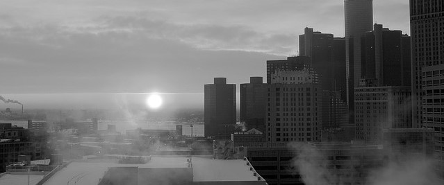 The sun is rising on a cold morning across the Detroit business district. Time to go to work on create value for clients!!